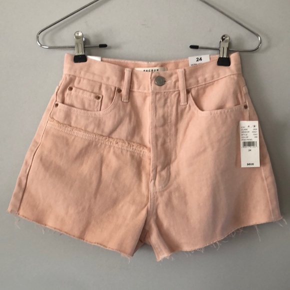 PacSun Pants - Nwt PacSun Ultra High Rise Button Fly Pink Pastel Denim On Trend Size 24 Shorts